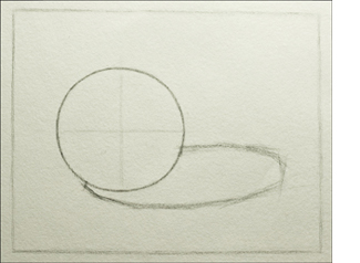 Using a planar approach to draw the cast shadow of the sphere.