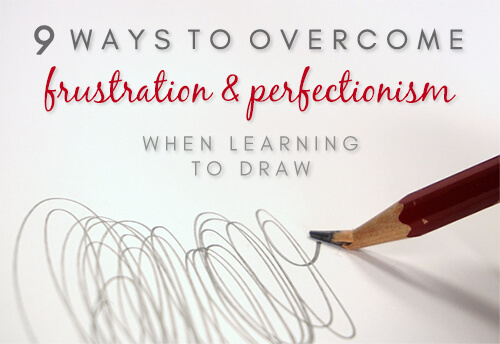 Pencil broken after drawing spiralling lines with text: 9 ways to overcome artistic frustration and perfectionism when learning to draw