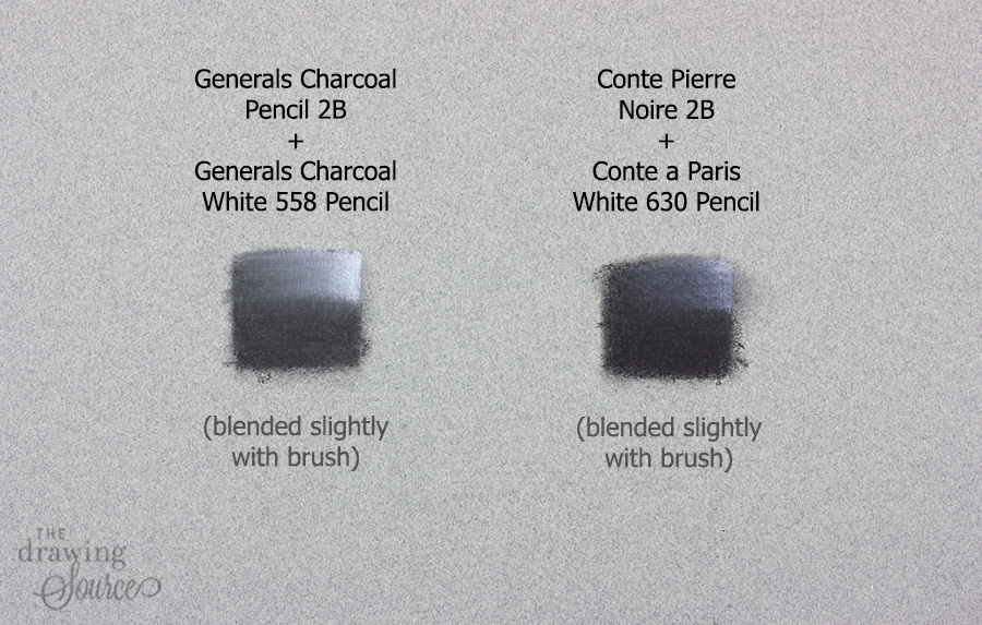 Comparing how well two charcoal pencil brands combine and blend with white drawing pencils.