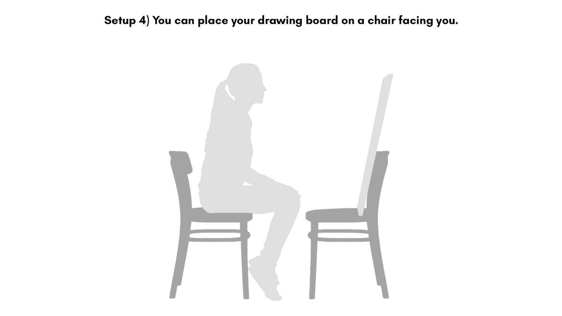 Drawing board on chair Drawing board on chair