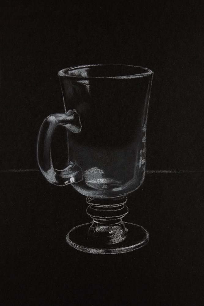 How To Draw Glass Using White Charcoal On Black Paper