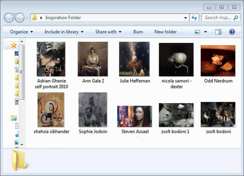 Example of an inspiration folder to generate drawing ideas