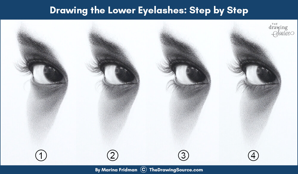 Drawing the lower eyelashes step by step Drawing the lower eyelashes step by step