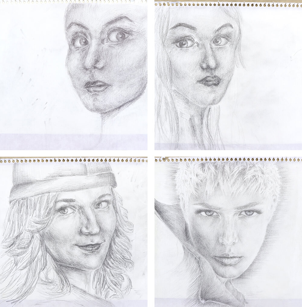 Early portrait drawings.