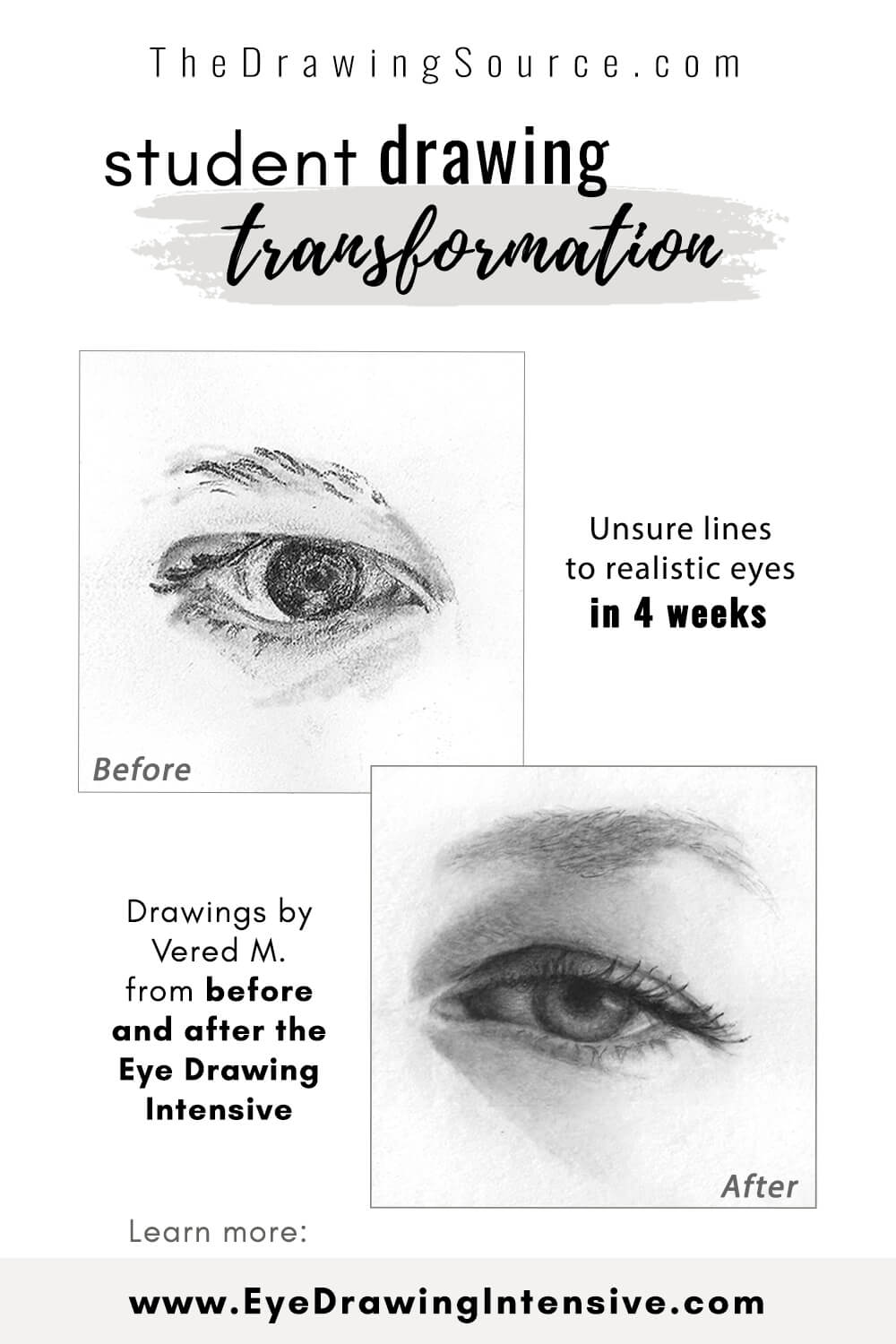 Vered's 4 week eye drawing transformation from the Eye Drawing Intensive