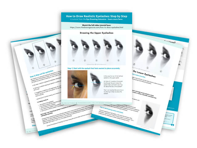 Downloadable PDF: how to draw realistic eyelashes step by step