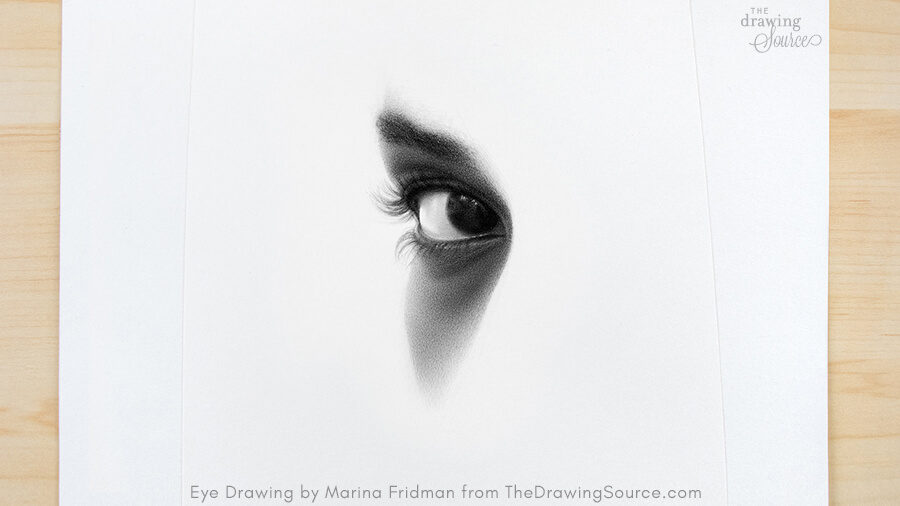How to draw eyelashes: the finished eye drawing