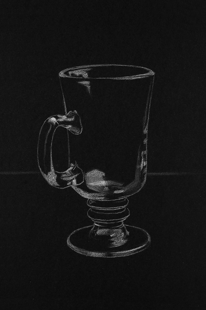 How to Draw Glass Using White Charcoal on Black Paper