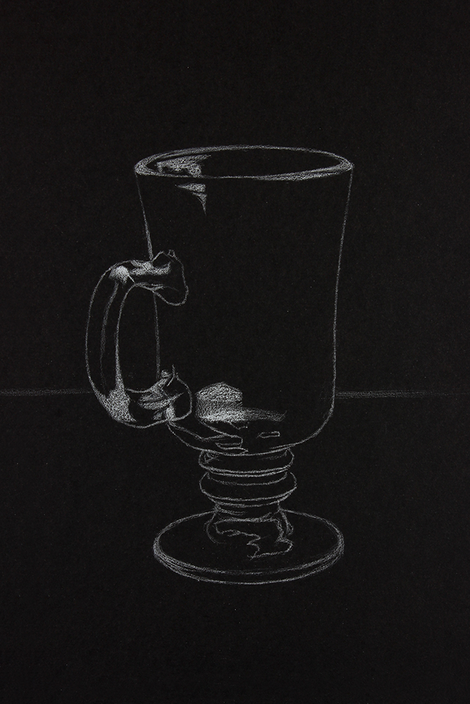 How to Draw Glass Using White Charcoal on Black Paper