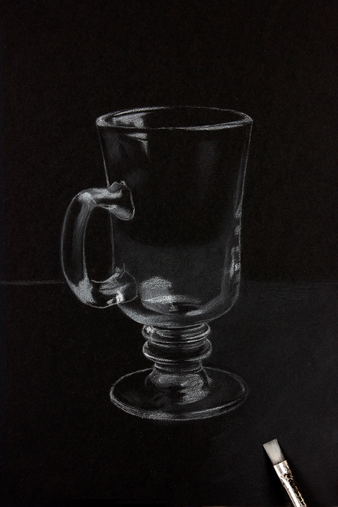 how to draw glass white charcoal