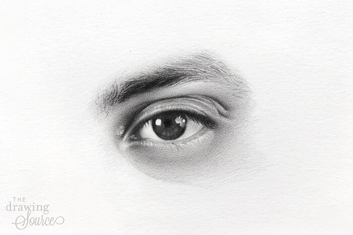 Realistic eyebrow drawing drawn in graphite