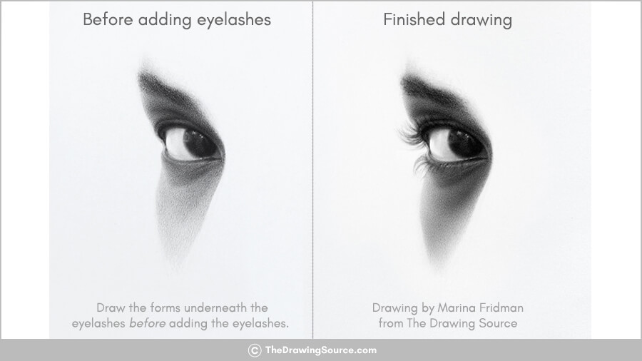 How to draw realistic eyelashes - tip 1 How to draw realistic eyelashes - tip 1