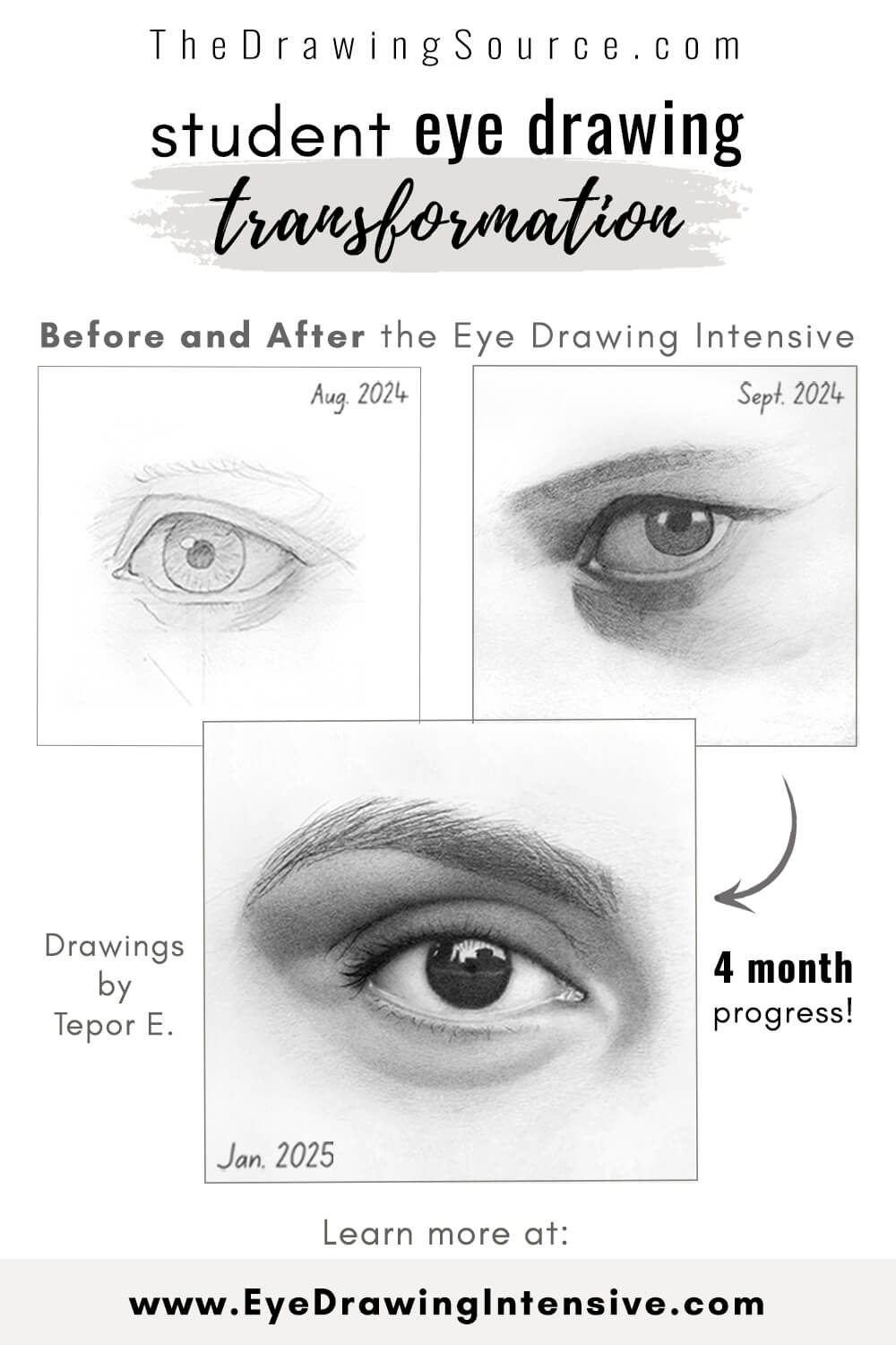 Tepor's amazing eye drawing transformation from the Eye Drawing Intensive at The Drawing Source