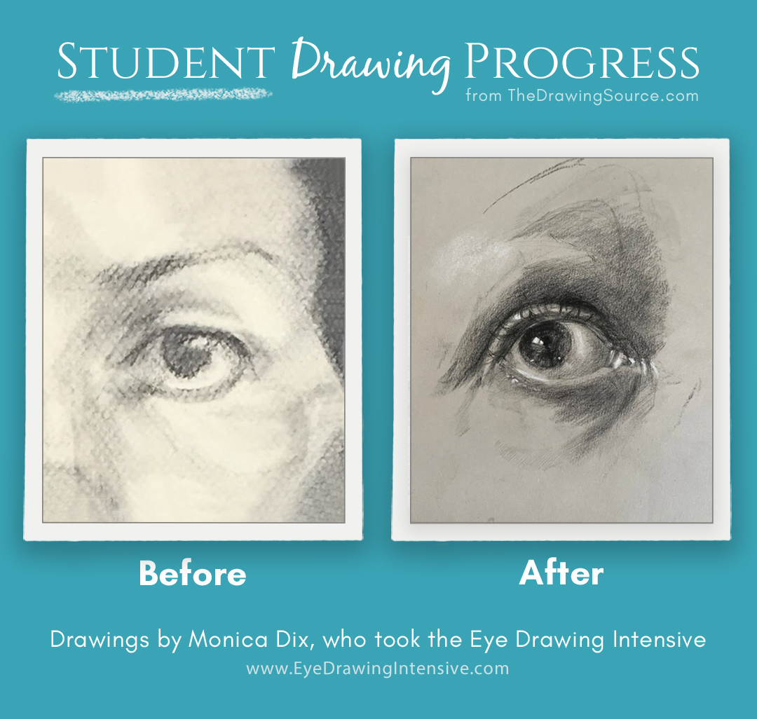 Student eye drawing transformation from The Drawing Source