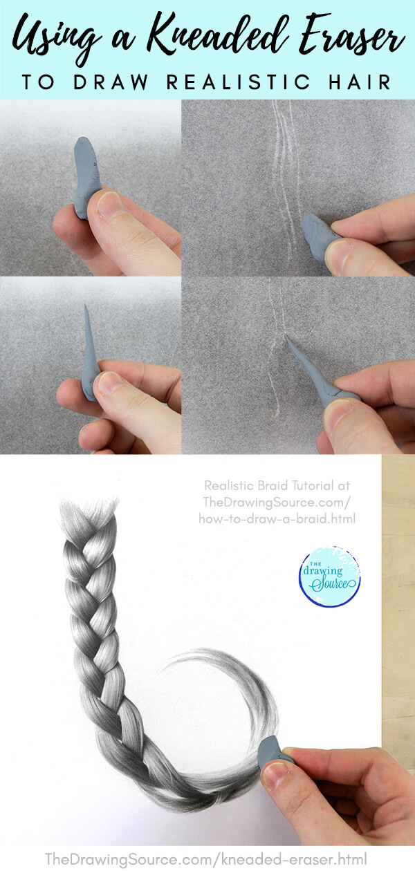 Drawing realistic hair using a kneaded eraser
