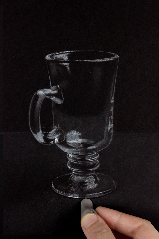 How to Draw Glass Using White Charcoal on Black Paper